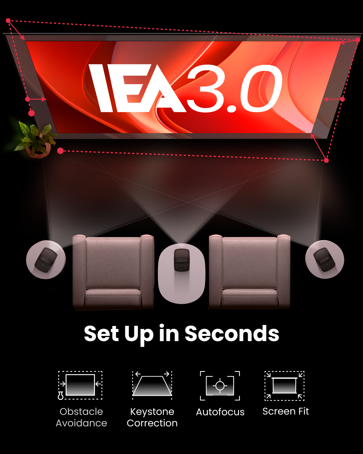 Mars 3 Air | Portable Google TV Projector & 288Wh DC Portable Power Station