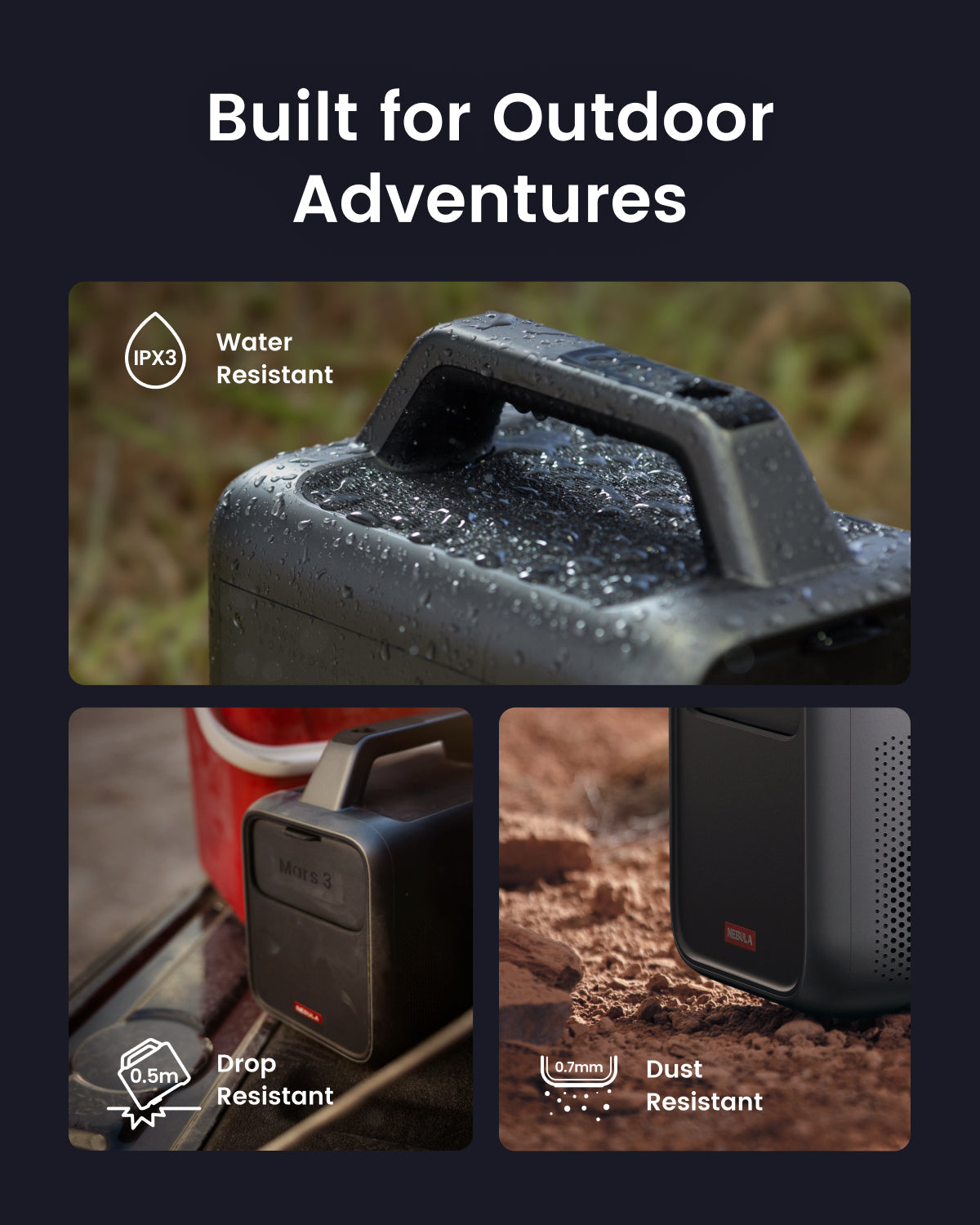 Mars 3 | Outdoor Projector with Long Playtime (Lightning Deals)